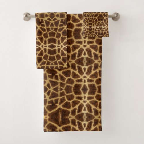 Trendy Exotic Giraffe Fur Pattern Animal Print Bath Towel Set