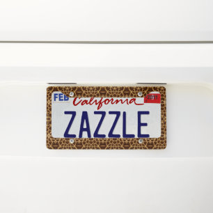 Trendy Exotic Giraffe Fur Pattern Animal Print License Plate Frame