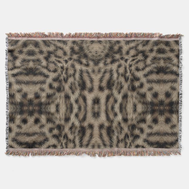 Trendy Exotic Snow Leopard Pattern Animal Print Throw Blanket (Front)