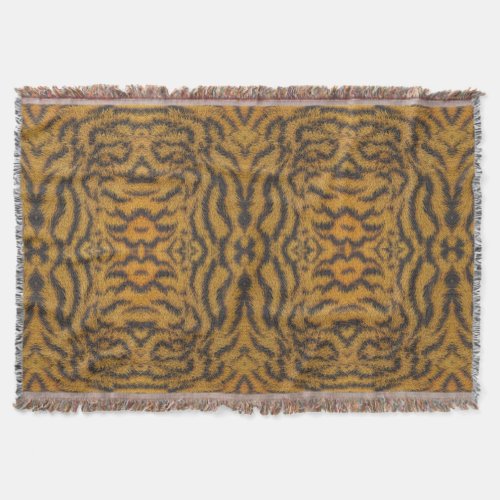 Trendy Exotic Tiger Fur Pattern Animal Print Throw Blanket