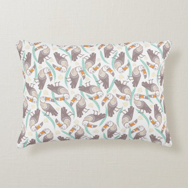 Trendy exotic toucans accent pillow (Front)