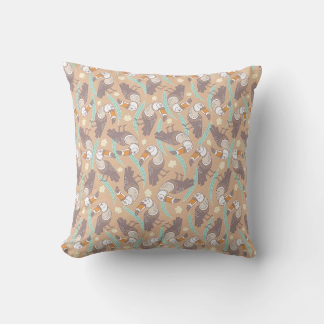 Trendy exotic toucans  throw pillow (Front)