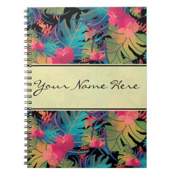 Trendy Exotic Tropical Leaves With Gold Notebook by suchicandi at Zazzle