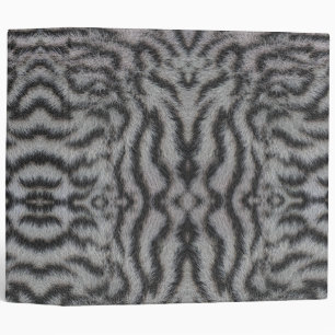 Trendy Exotic White Tiger Fur Pattern Animal Print 3 Ring Binder