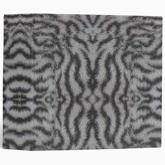 Trendy Exotic White Tiger Fur Pattern Animal Print 3 Ring Binder (Front/Spine)