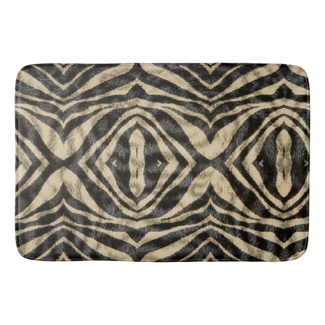 Trendy Exotic Zebra Fur Pattern Animal Print Bath Mat (Front)