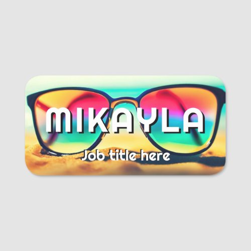 Trendy Eyeglasses on a Beach Optical   Name Tag