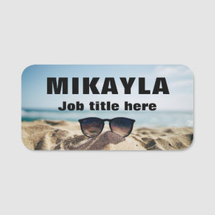 Trendy Eyeglasses on a Beach Optical Name Tag