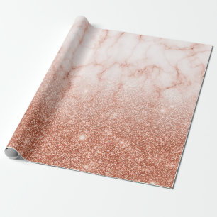 Trendy Fading Ombre Glitter Rose Gold Marble Wrapping Paper