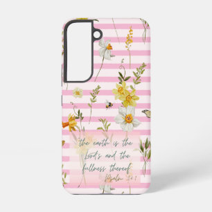 Trendy Faith Blush Stripe Daffodils Bee Nature Samsung Galaxy S22 Case