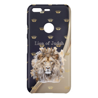 Trendy Faith Lion of Judah Beige Navy Gold Crowns Uncommon Google Pixel Case