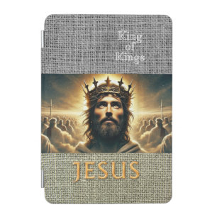Trendy Faith Neutral Hessian Jesus King Gold iPad Mini Cover