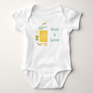 Trendy Faith Yellow  Retro Sunrise Floral Rainbow  Baby Bodysuit