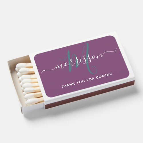 Trendy Fall Color Wedding Monogram Favor Matchboxes