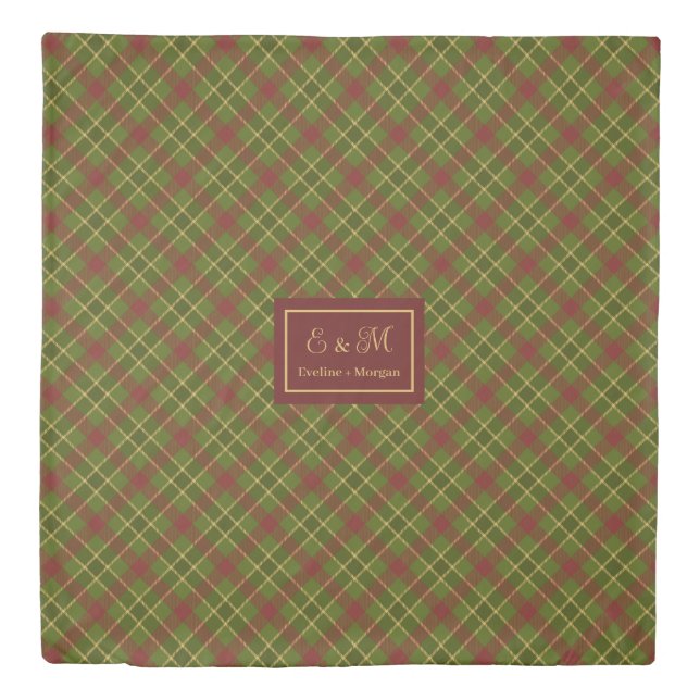 Trendy Fall Duvet Cover Rustic Plaid Custom Accent (Front)