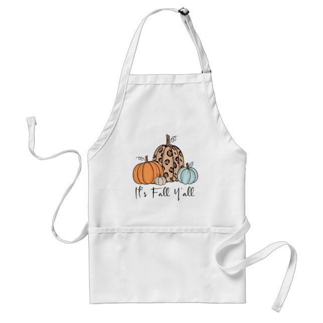 Trendy Fall Pumpkin | “It’s Fall Y’all” Quote Adult Apron (Front)