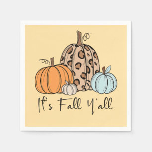 Trendy Fall Pumpkin “It’s Fall Y’all” Quote Napkins