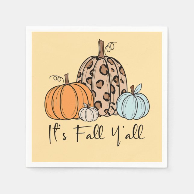 Trendy Fall Pumpkin | “It’s Fall Y’all” Quote Napkins (Front)