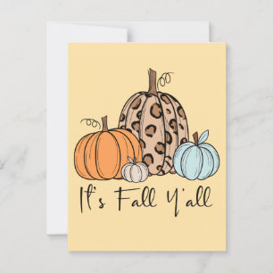 Trendy Fall Pumpkin   “It’s Fall Y’all” Quote Postcard