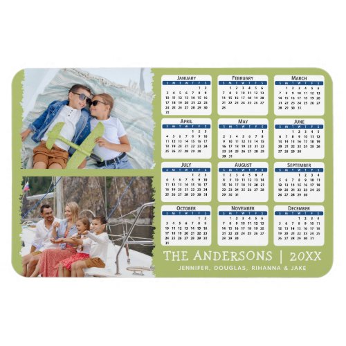 Trendy Family 2 Photo 2021 Yearly Calendar Fridge Magnet