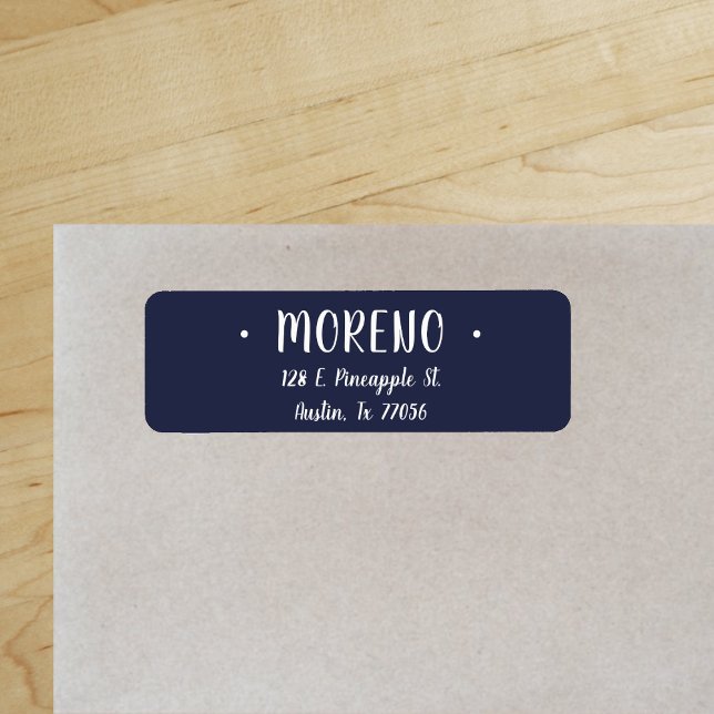 Trendy | Family | Midnight Blue | Return Address Label ("Everyday is abundantly beautiful." 
Sincerely Best Wishes from Lucky Design World)