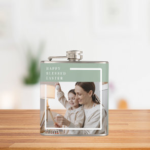 Trendy Family Photo | Green Happy Blessed Easter  Flask