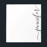 Trendy Fancy Script Name, Personalized Black White Notepad<br><div class="desc">Personalize this for yourself or as a gift! Add your name using the easy template form. Select "customize further" to move position of name if needed or to change the colors. Be sure to write your name inside of the rectangle boxes in the name field to retain the swash at...</div>