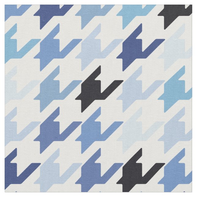 Trendy fashion blue and white houndstooth pattern fabric (Close Up)