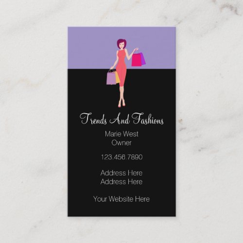 Trendy Fashion Boutique Retail Business Card