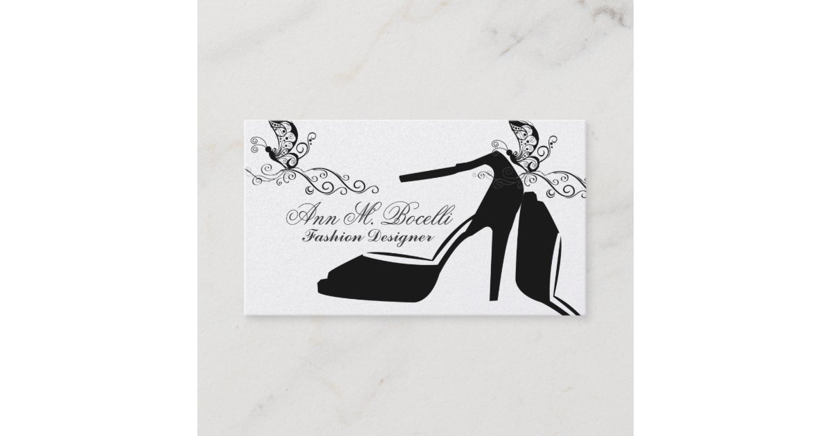 Trendy Fashion Butterfly Chic Shoe high Couture Business Card | Zazzle