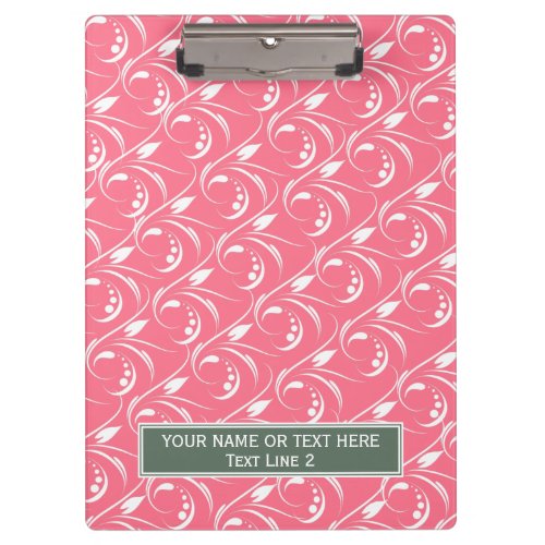 Trendy Fashion Color Carnation Pink Floral Pattern Clipboard