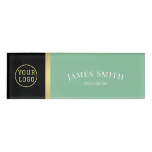 Trendy Fashion Color Mint Green & Black: Your Logo Name Tag
