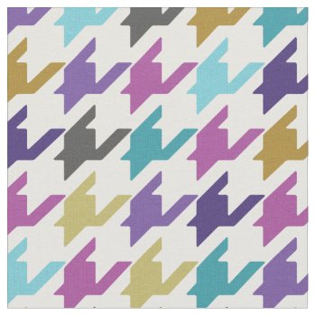 Trendy Fashion Colorful Houndstooth Pattern Fabric by TintAndBeyond at Zazzle
