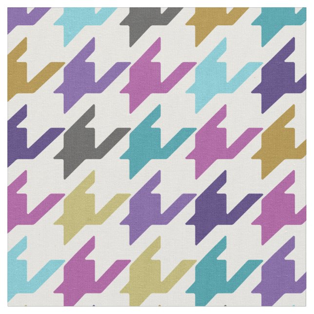 Trendy fashion colorful houndstooth pattern fabric (Close Up)
