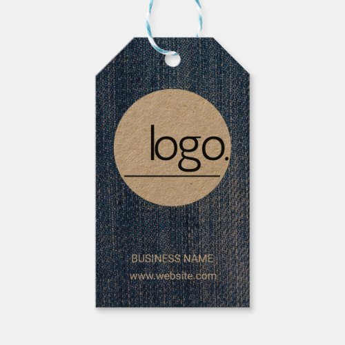 TRENDY FASHION DEMIN BLUE NATURAL BUSINESS LOGO GIFT TAGS