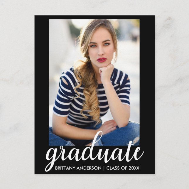 Trendy Fashion Graduation Party Photo Invitation B (Front)