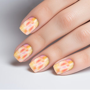 Trendy Fashion Modern Light Pink Yellow Tie Dye Minx Nail Art
