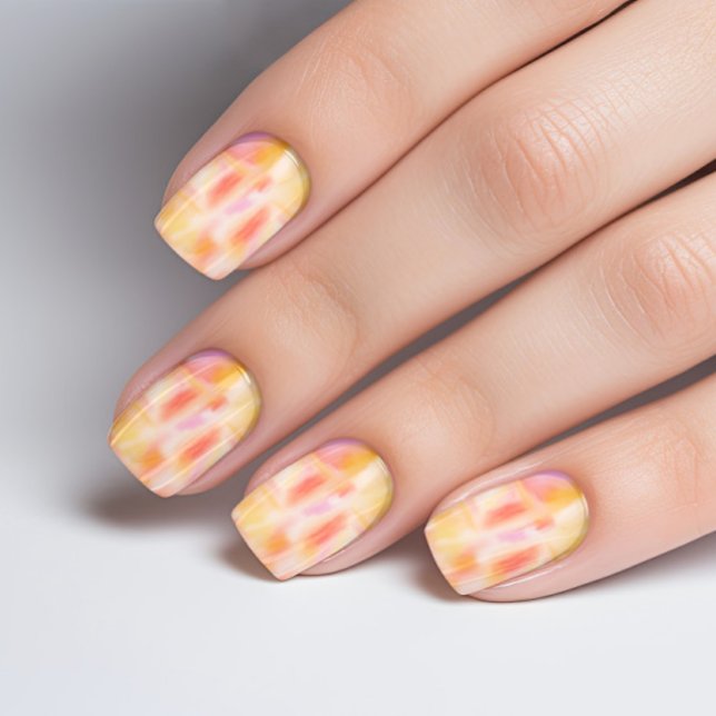 Trendy Fashion Modern Light Pink Yellow Tie Dye Minx Nail Art (Creator Uploaded)