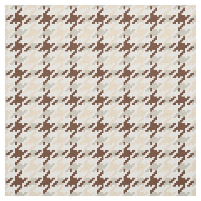 Trendy fashion neutral houndstooth plaid pattern fabric (Swatch)