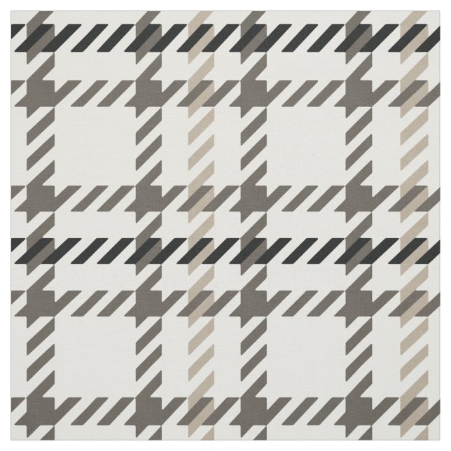 Trendy fashion neutral houndstooth  plaid pattern fabric (Swatch)