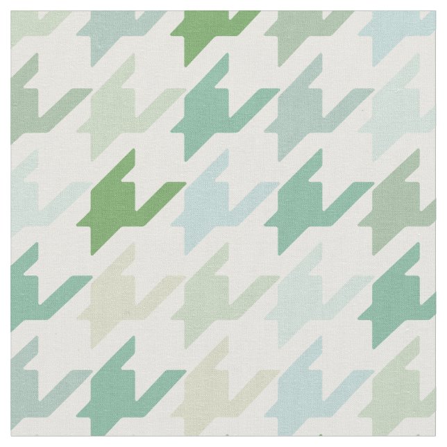 Trendy fashion shades of green houndstooth pattern fabric (Close Up)