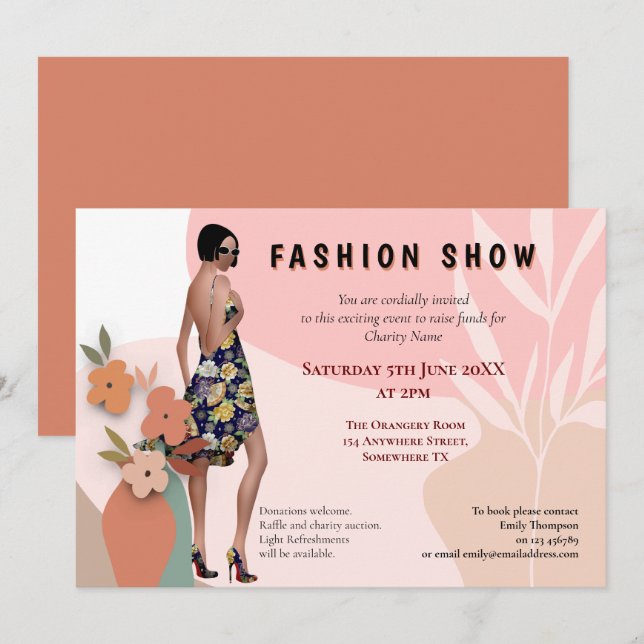 Trendy Fashion Show Event Abstract Shapes Model Invitation (Front/Back)