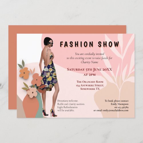 Trendy Fashion Show Event Abstract Shapes Model Invitation
