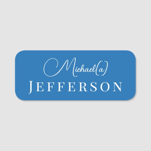 Trendy Fashionable Mykonos Blue Modern Handwritten Name Tag