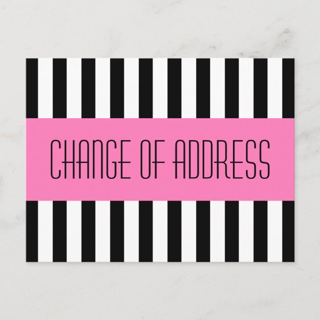 Trendy fashionable pink new address moving announcement postcard (Front)