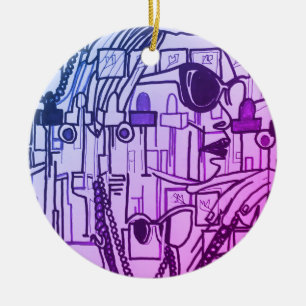 Trendy Fashionista Vogue Christmas Decor Purple Ceramic Ornament