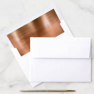 Trendy Faux Copper Metallic Foil Wedding Invite Envelope Liner