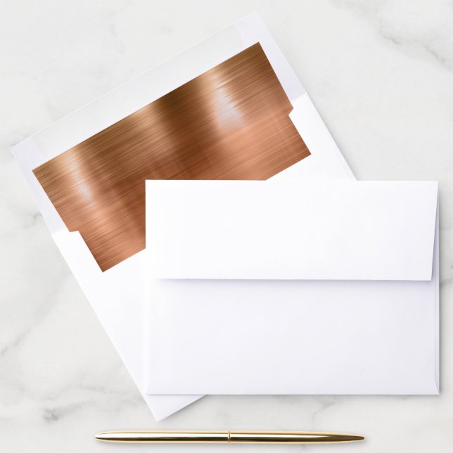 Trendy Faux Copper Metallic Foil Wedding Invite  Envelope Liner (Desk)