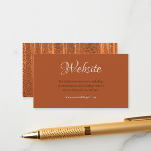 Trendy Faux Copper Metallic Foil Wedding Website Enclosure Card