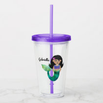 Trendy Faux Foil Latino Mermaid Personalized Girls Acrylic Tumbler